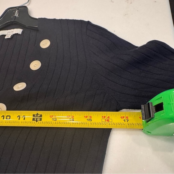 Joie Women's Navy Blue Long Sleeve Ribbed V-Neck Sweater Size Medium - Picture 5 of 9